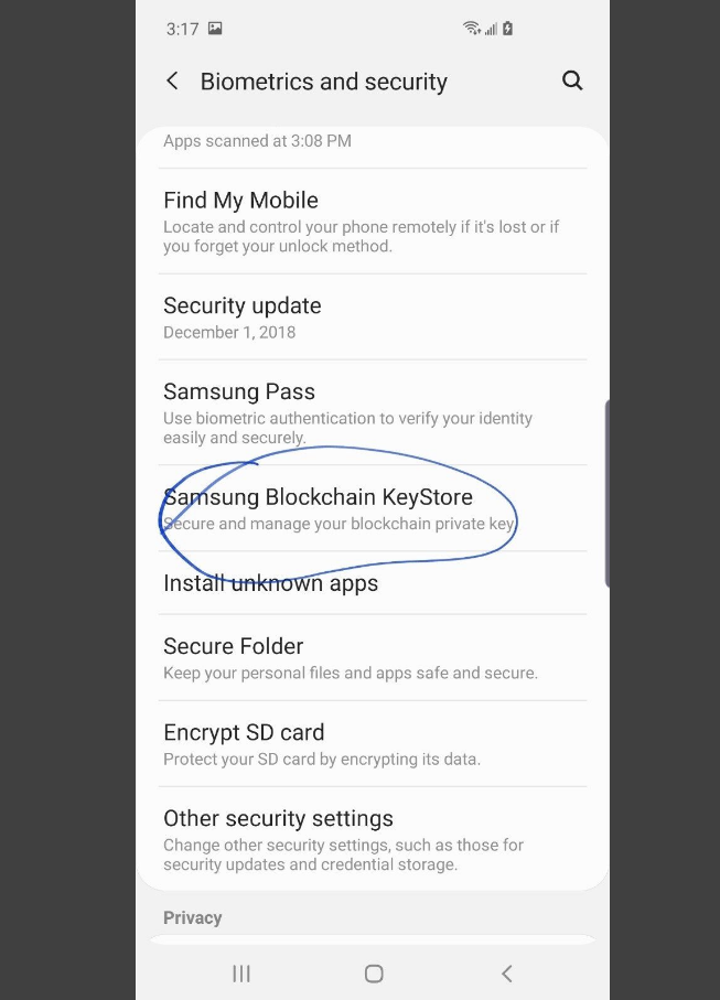 Galaxy S10 leaked image menu